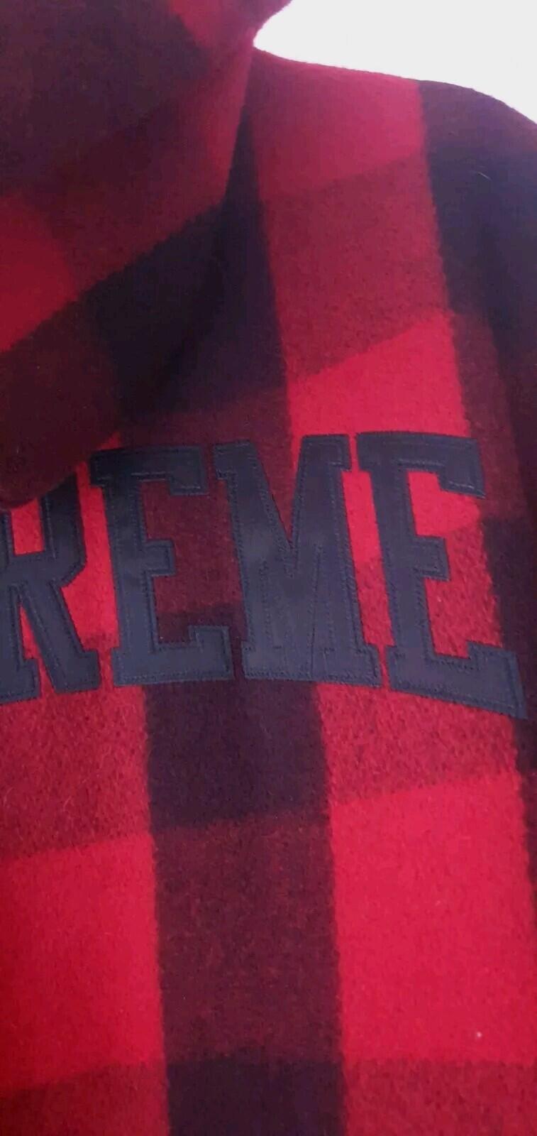 FW15 Supreme Hooded Wool Bomber Jacket Red Size M