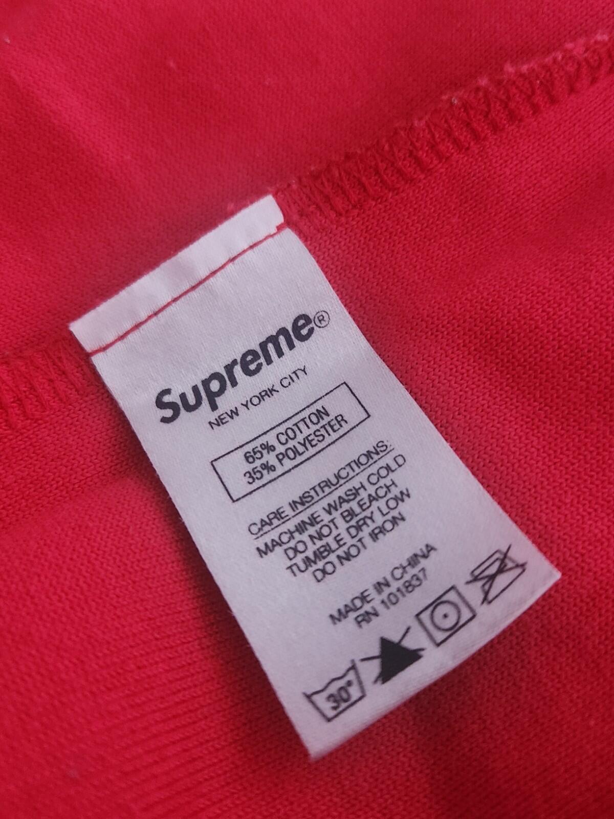 FW19 Supreme Chenille Arc Logo S/S Top camiseta roja talla mediana M