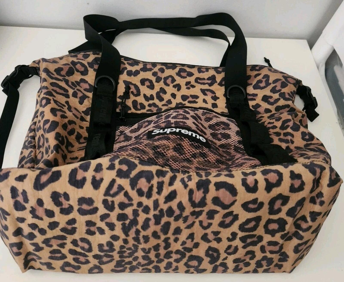FW20 Supreme Leopard Tote Bag Water Resistant Cordura Fabric Animal Print