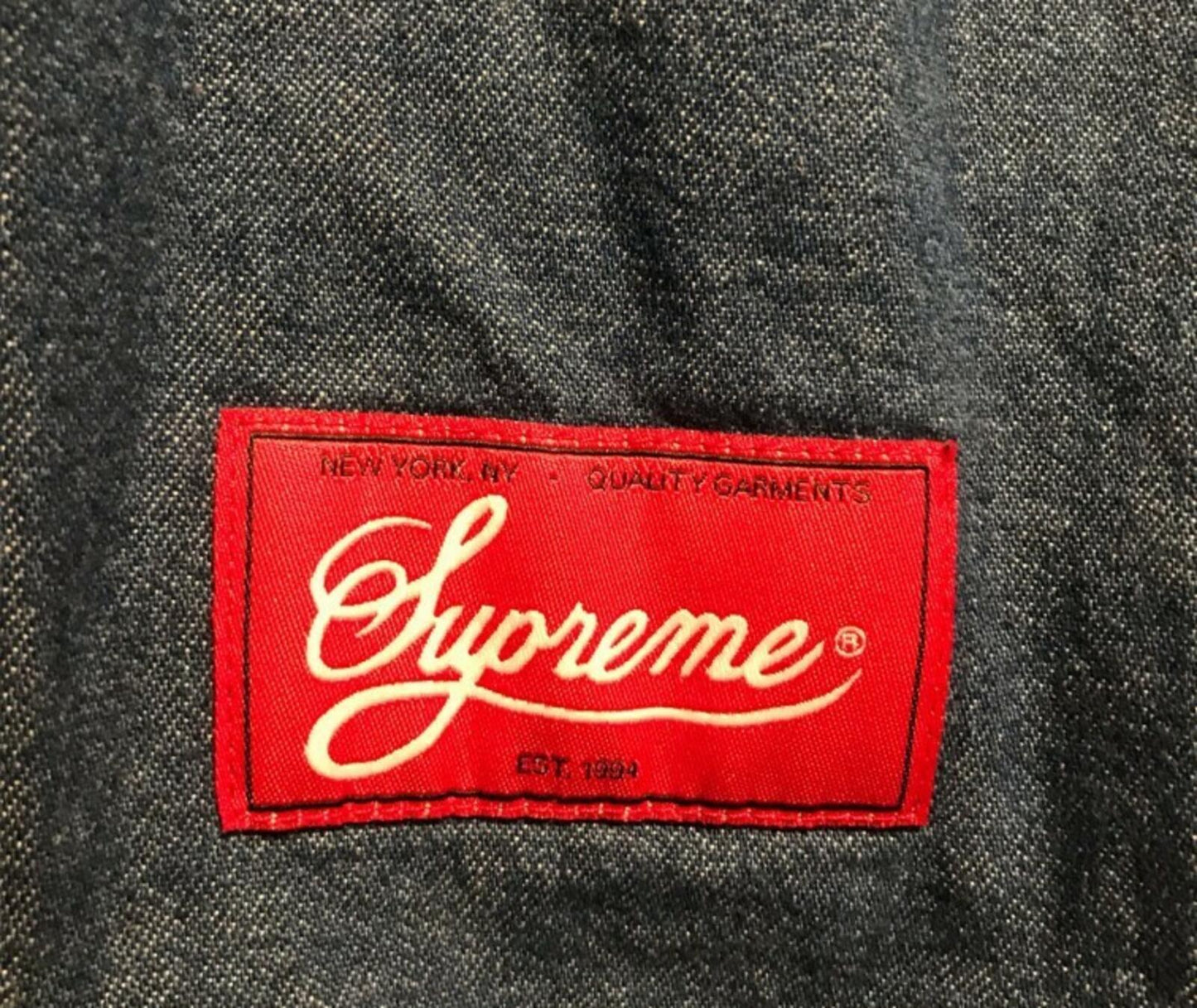 FW13 Supreme Baseball Shirt Chenille S Logo Denim Size L