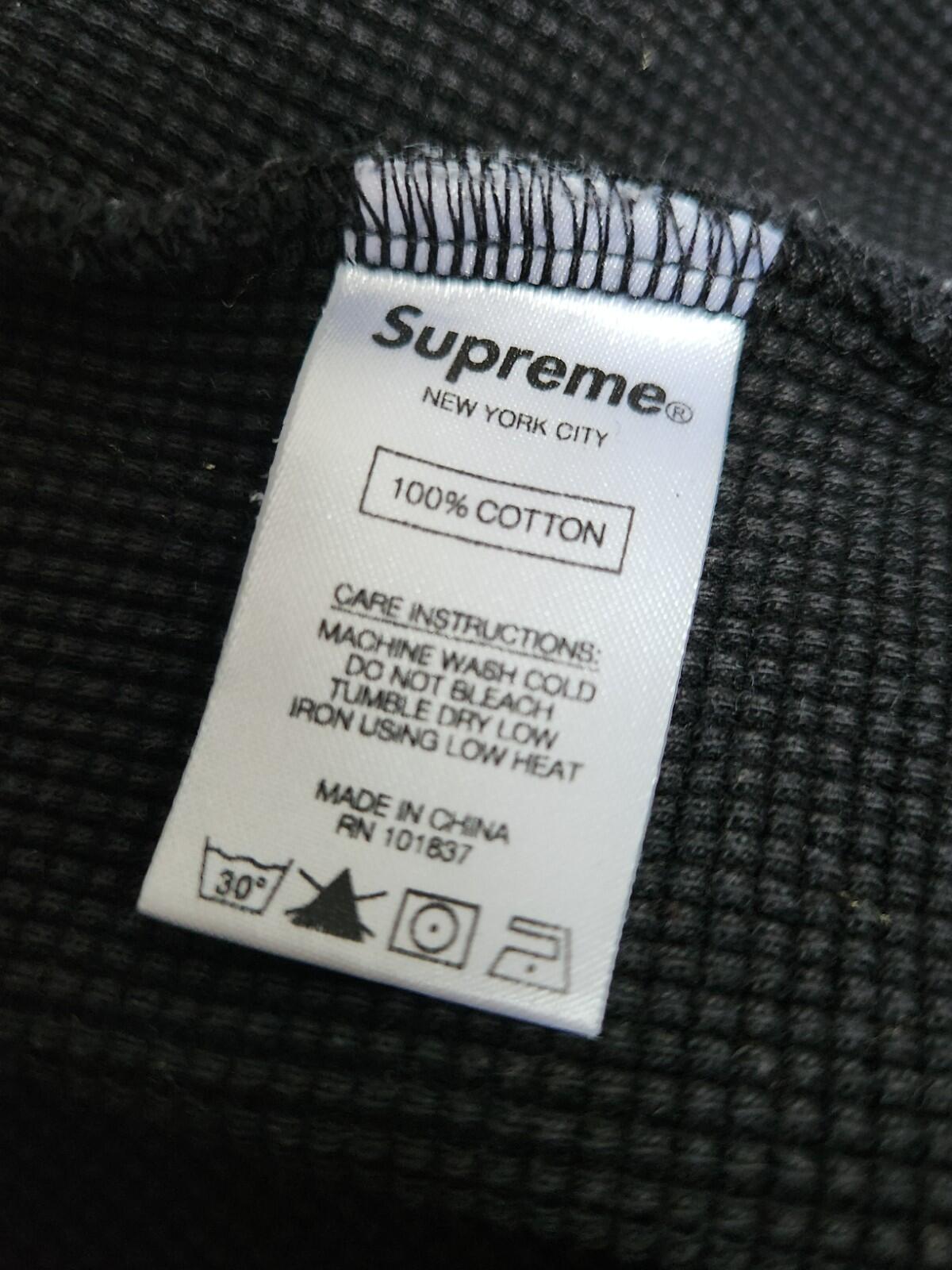 FW18 Supreme Panel Stripe Waffle Thermal Crewneck Black Size M