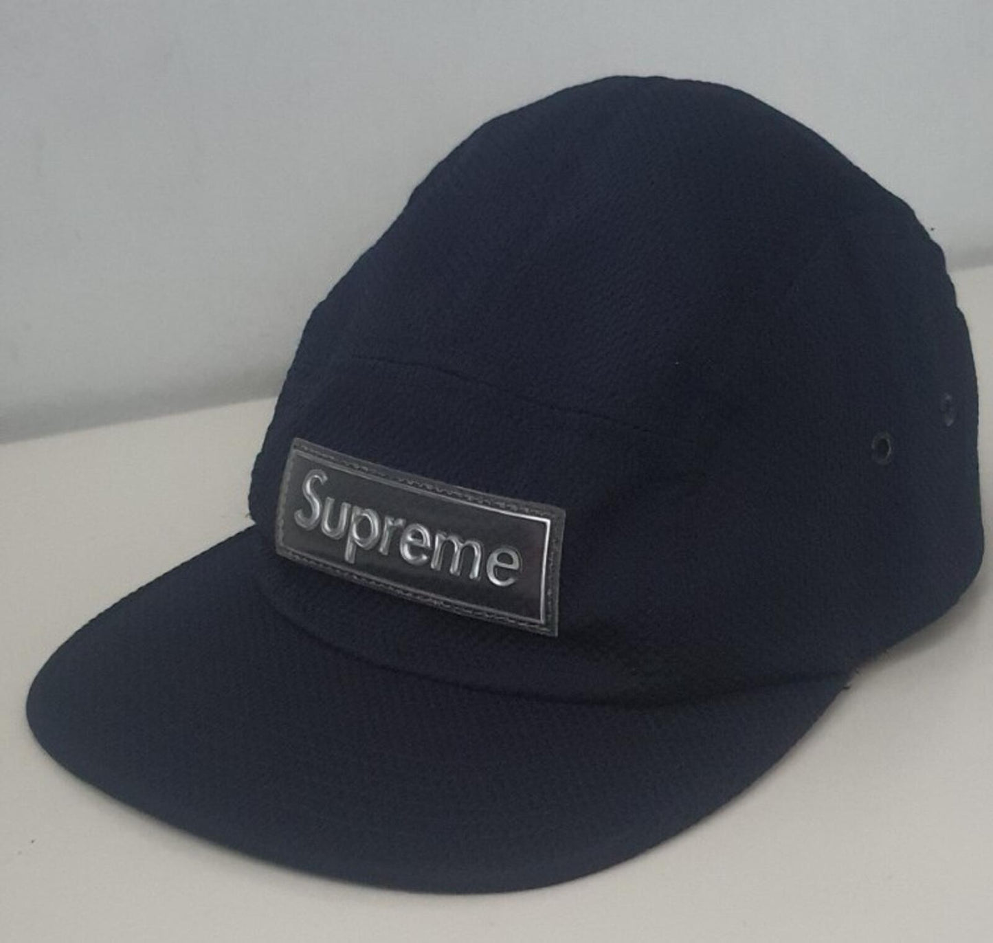 SS19 Supreme Nylon Pique Camp Cap Navy hat Box Logo