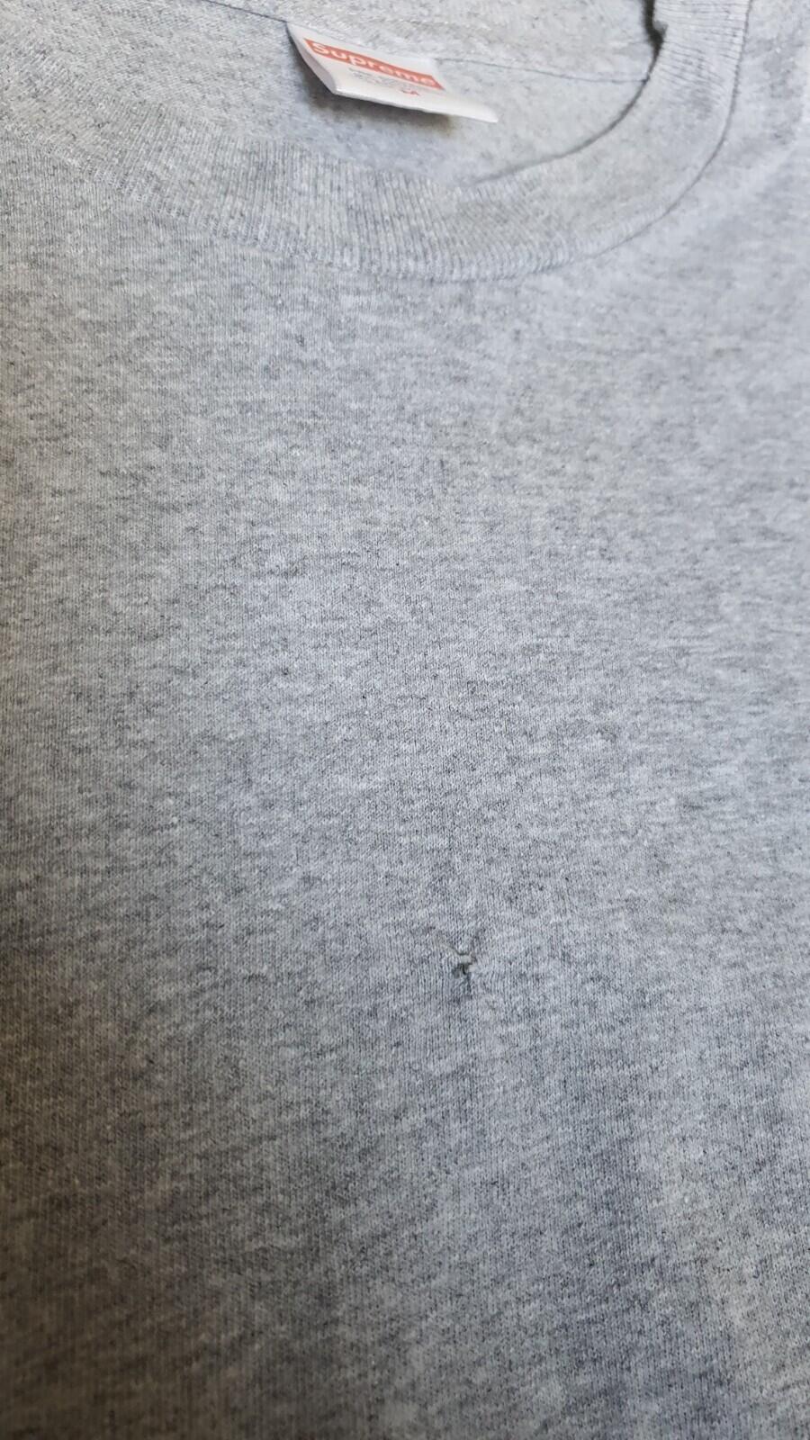 Camiseta SS19 Supreme Headline talla M gris jaspeado "Pouvoir"