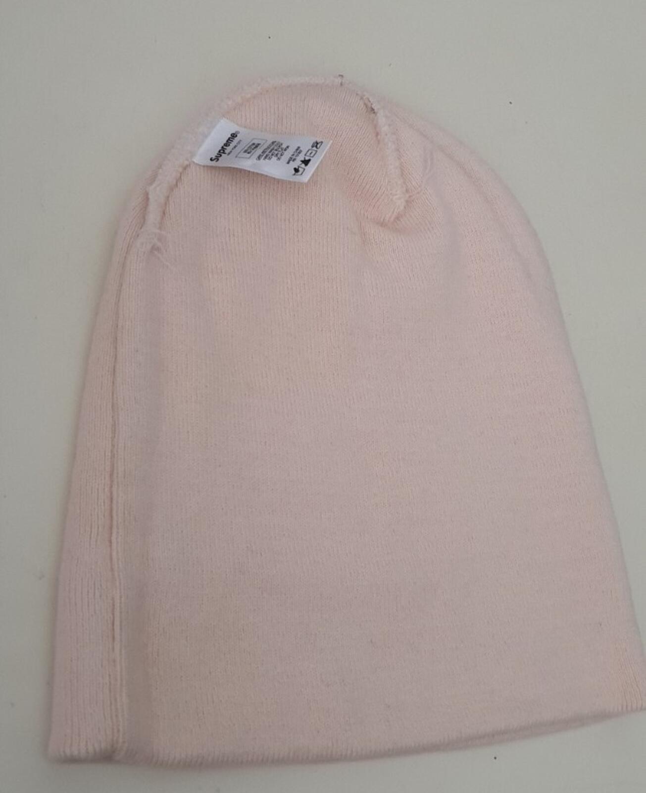 FW15 Supreme Big Logo Light Pink Beanie salmon cotton cashmere light pink