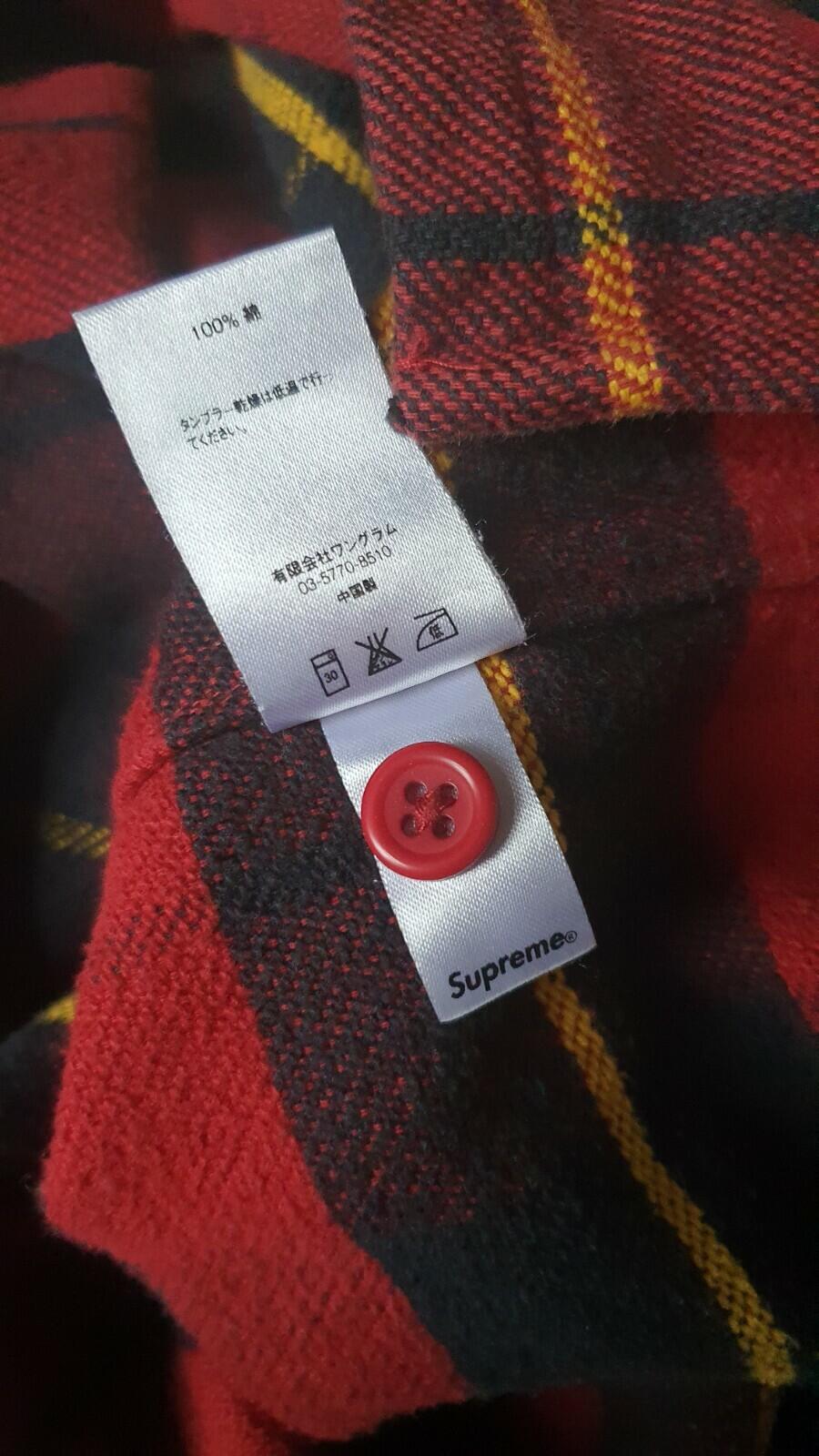 FW16 Supreme Hooded Plaid Half Zip Hooded Shirt Red Size L