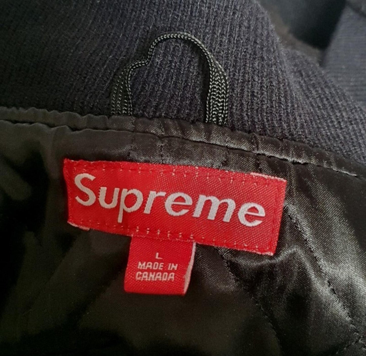 FW05 Supreme Empire State Wool Varsity Jacket Black Size L