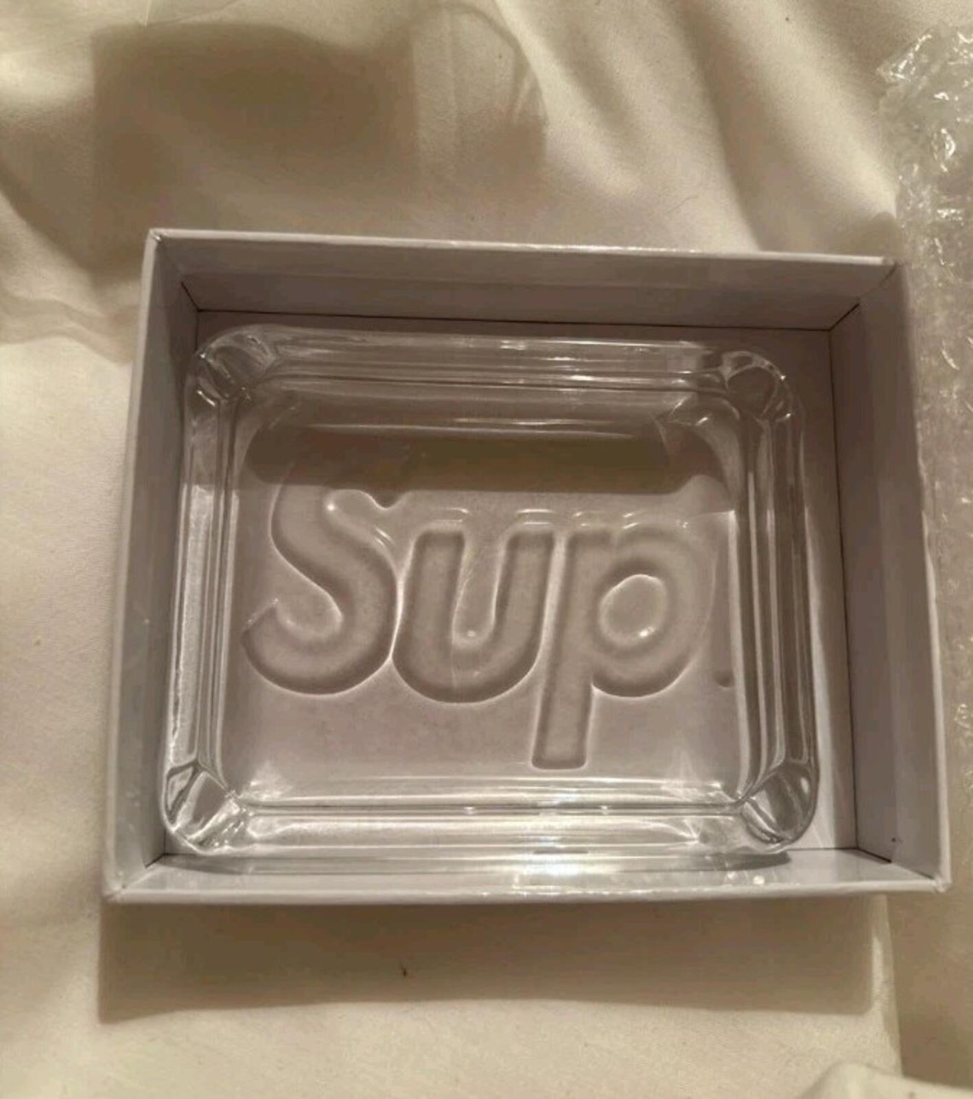 SS20 Supreme Debossed Glass Ashtray Clear Accessory