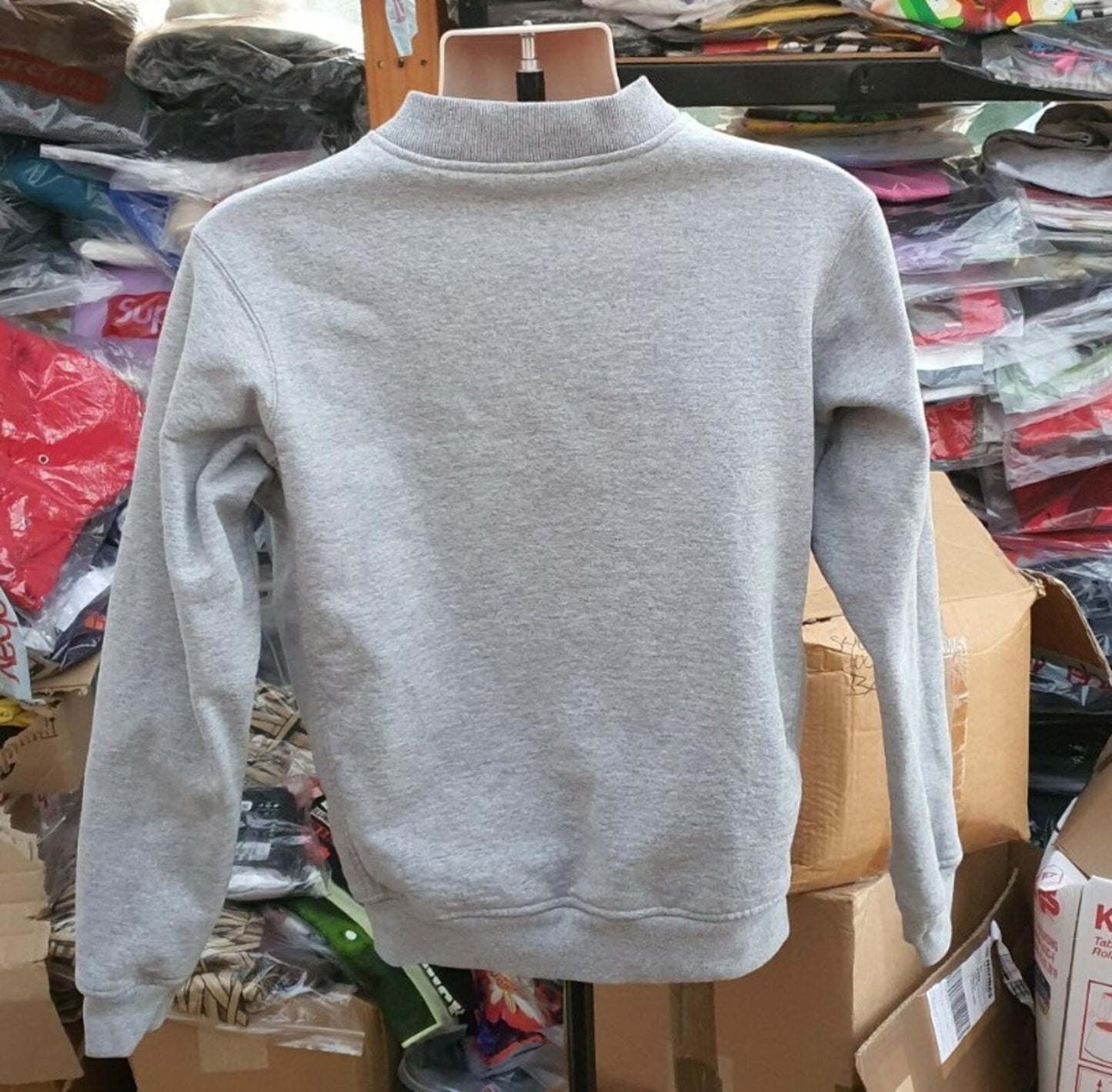 FW12 Supreme Snap Front Varsity Jacket Grey Size M