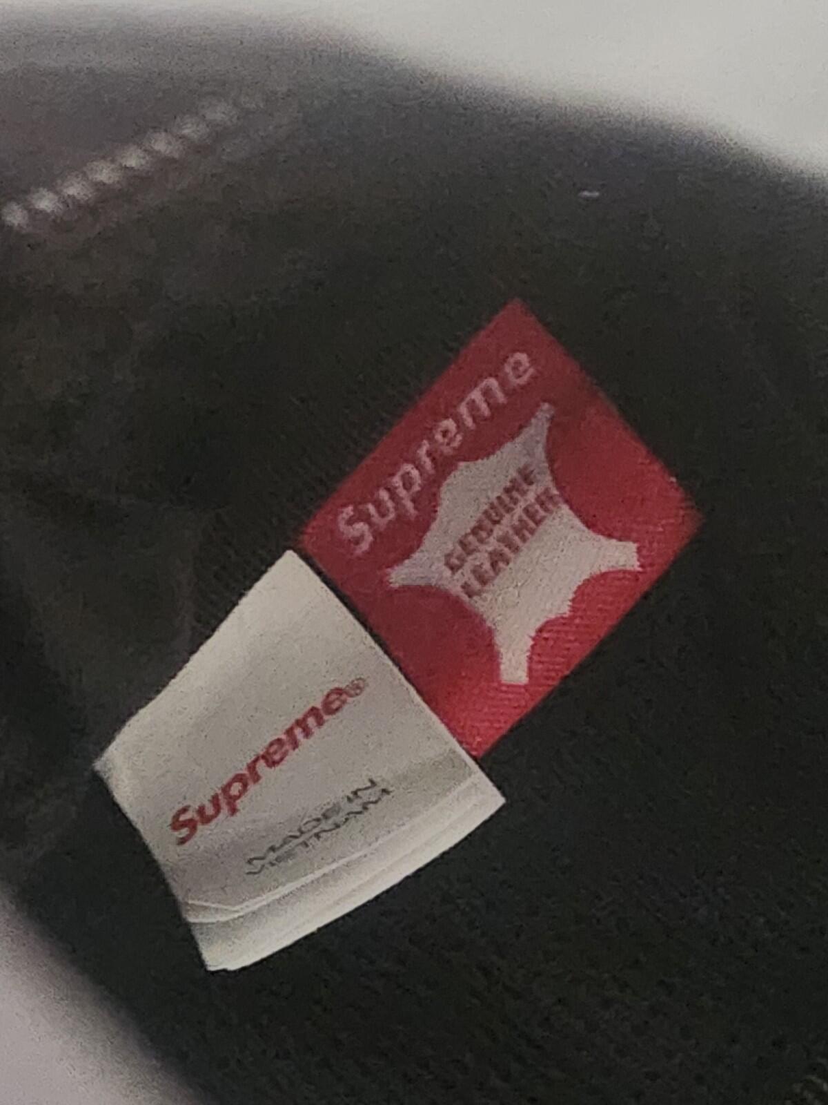 FW23 Supreme leather waist bag shoulder cowhide jacquard logo belt bum black