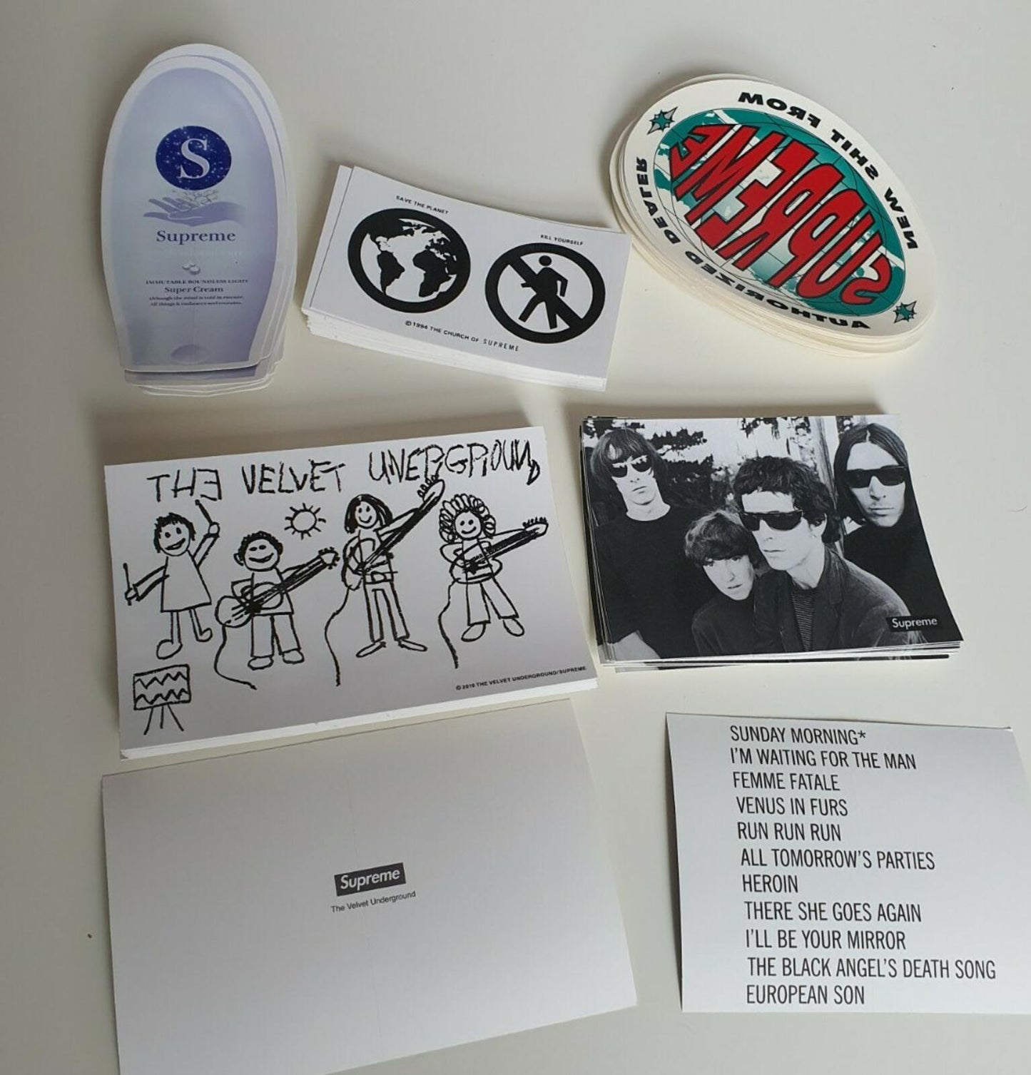 100 FW19 Supreme mixed stickers The Velvet Super Cream Save The Planet(1 brick )