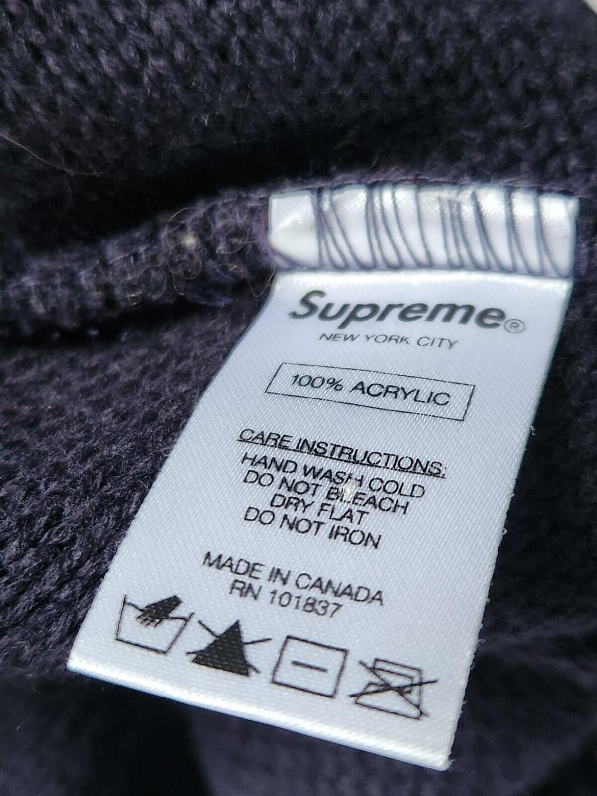 FW16 Supreme Striped Cuff beanie Navy Hat Made In Canada