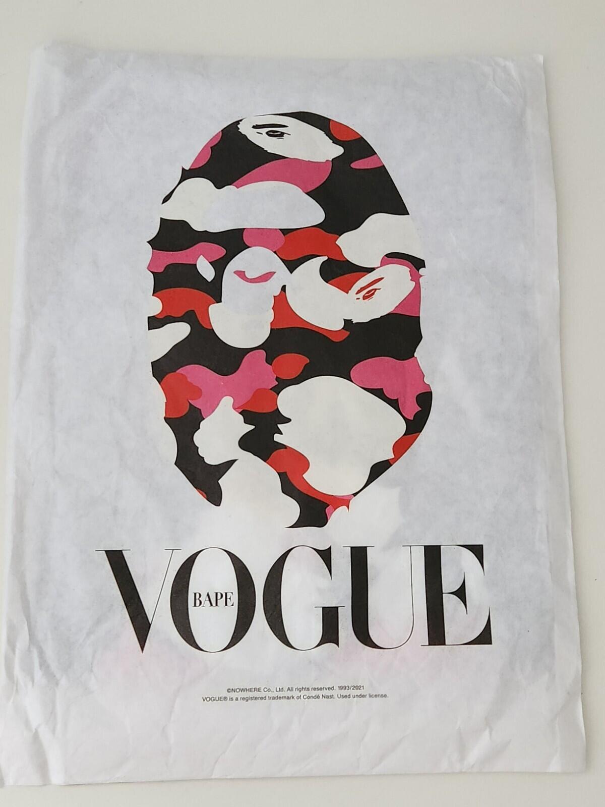 A Bathing Ape x Vogue 2 Ape Head Tee SS22 size L large black t-shirt BAPE New