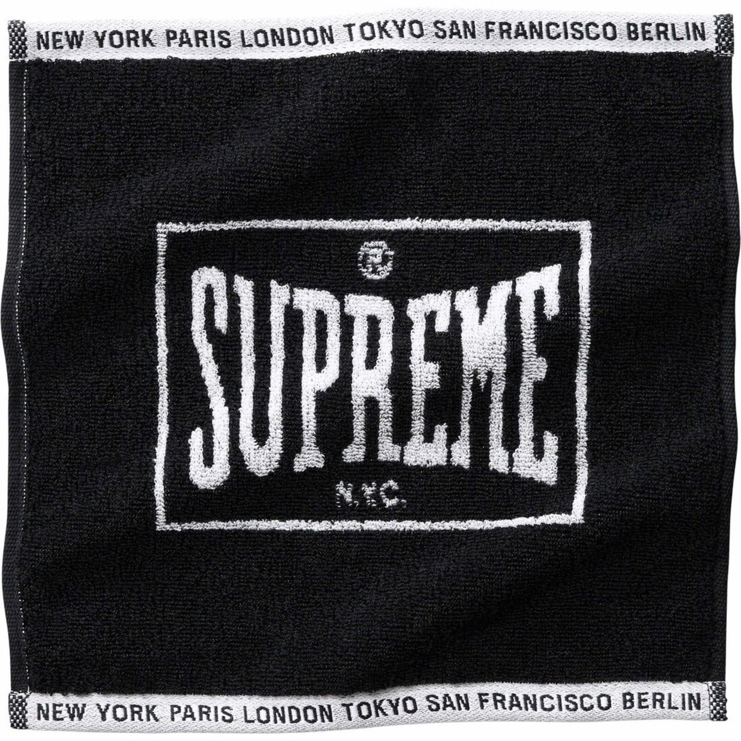 FW23 Supreme Square Mini Towels (set of 2) Red Black Jacquard Woven Logo Japan