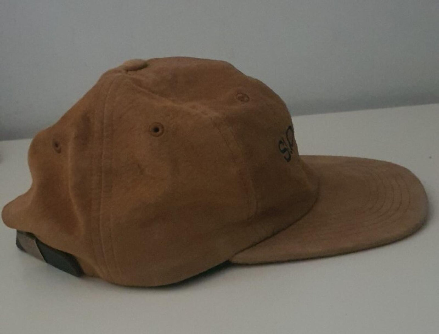 SS16 Supreme Suede Classic Logo 6-panel Cap Tan