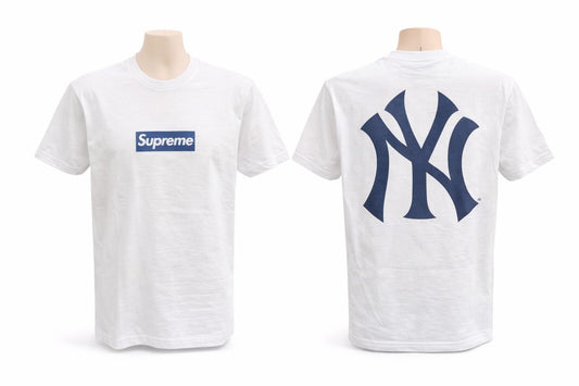 SS15 Supreme New York Yankees Box Logo Tee White Size S