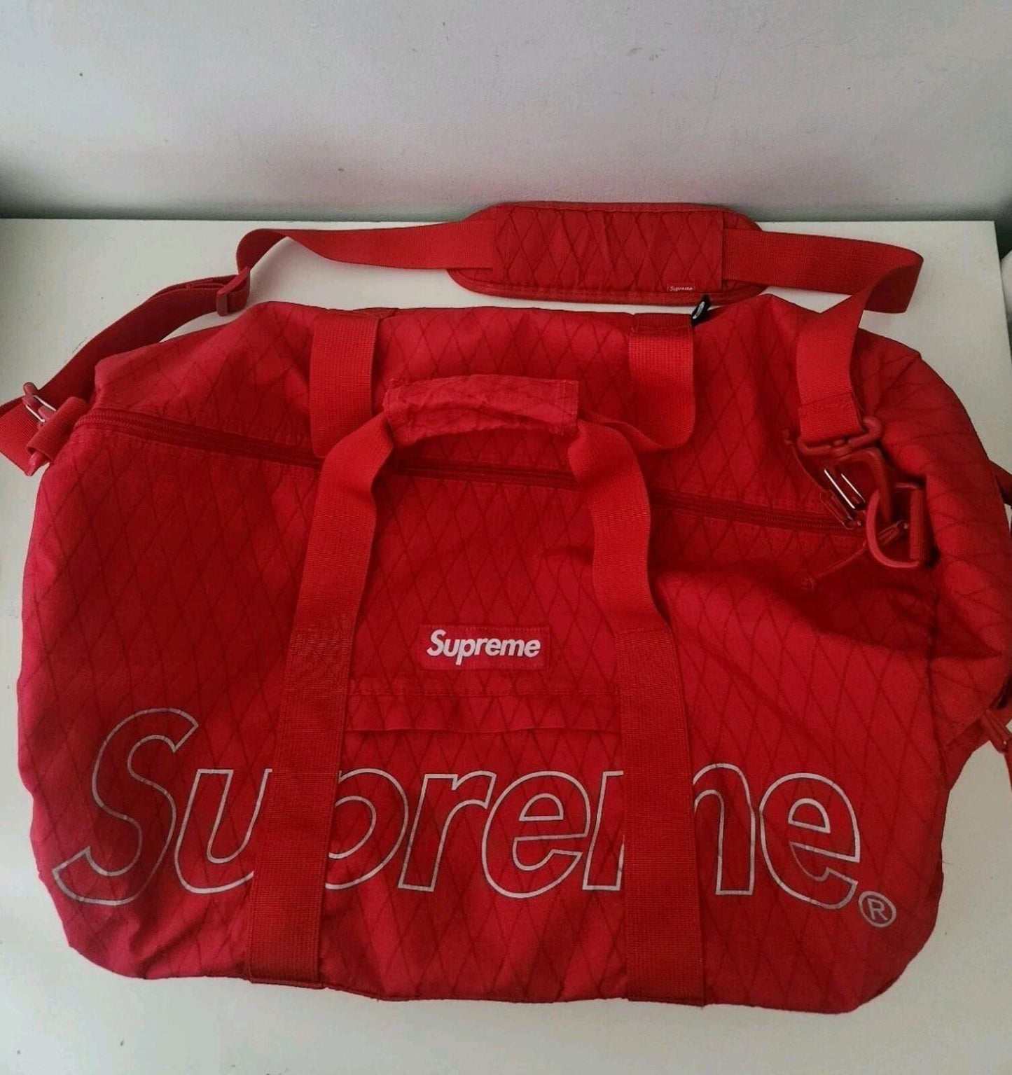 FW18 Supreme Duffle Bag Red Water and Abrasion Resistant