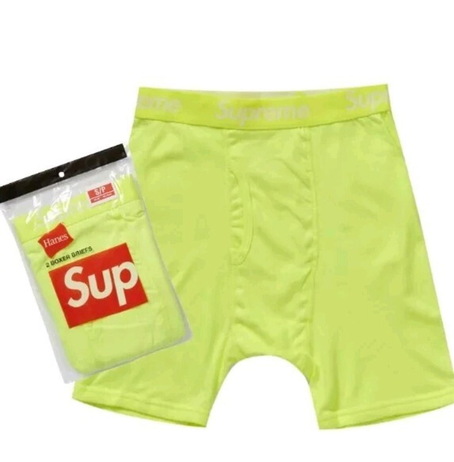 SS23 Supreme Hanes boxer briefs (2pack) XXL 2XL New Underwear Fluorescent Yellow