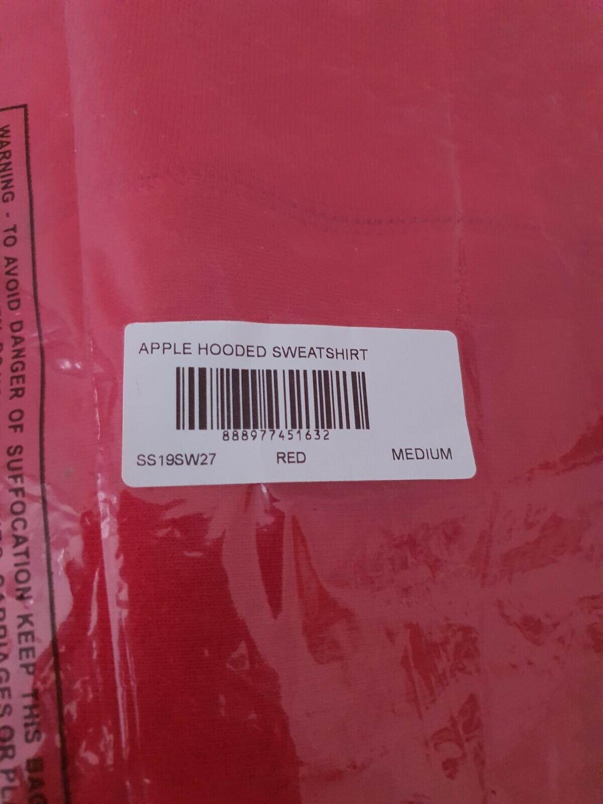 SS19 Supreme Apple Hooded Sweatshirt Red Size M