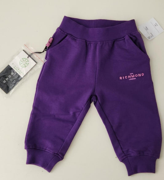JOHN RICHMOND London pantalón polar £38 Bebé 9 meses Pantalón chándal morado Parte de abajo niño pequeño