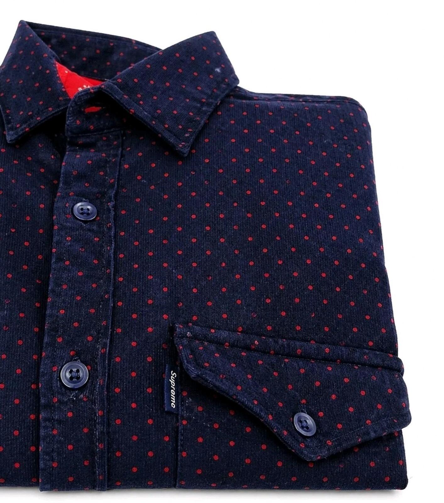 FW13 Supreme Polka Dot Quilted Shirt Navy Size M