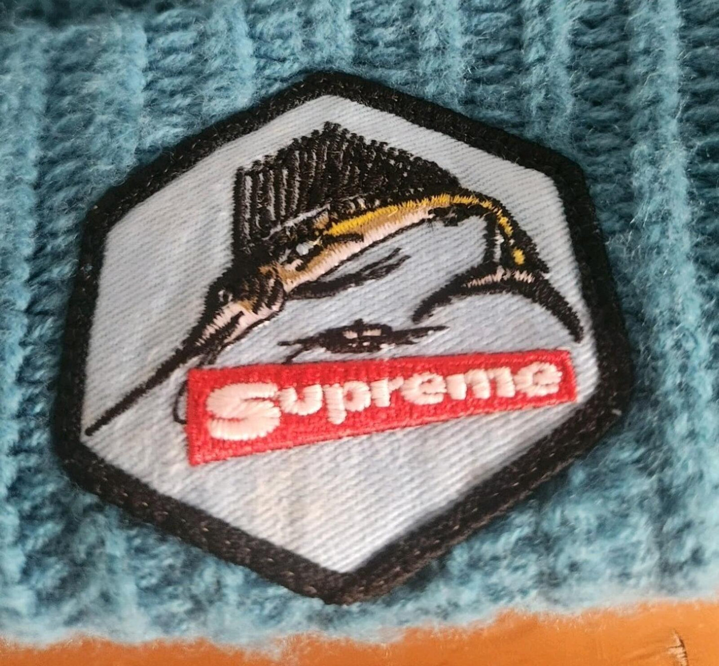 FW11 Supreme Marlin Patch Beanie vintage 2011 hat blue teal turquoise swordfish
