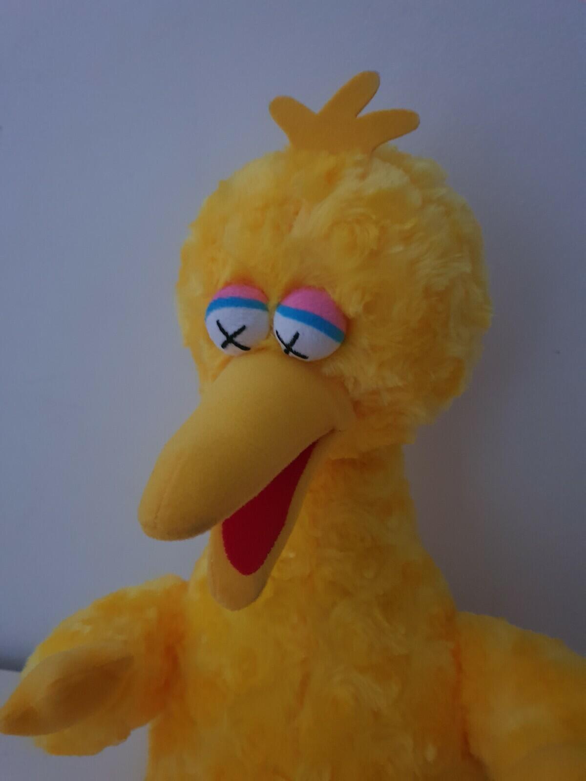 KAWS x Sesame Street UNIQLO yellow Big Bird Plush Toy Rare New with tags