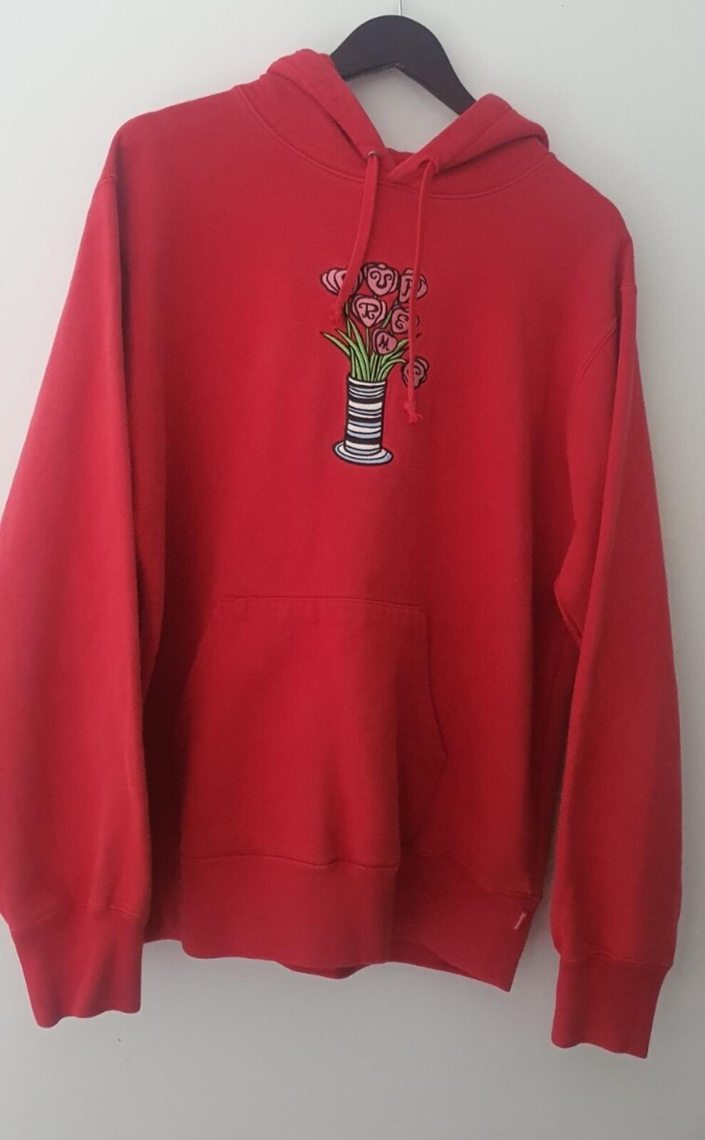 FW18 Supreme Flowers Hooded Sweatshirt L Large Red Hoodie artwork by Tabboo!