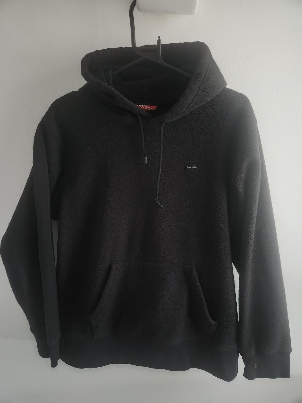 FW17 Supreme Polartec Small box logo Hooded Sweatshirt Black hoodie M fleece