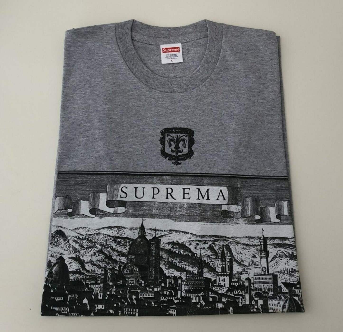 SS18 Supreme Fiorenza tee M medium heather grey T-shirt Suprema Made In USA