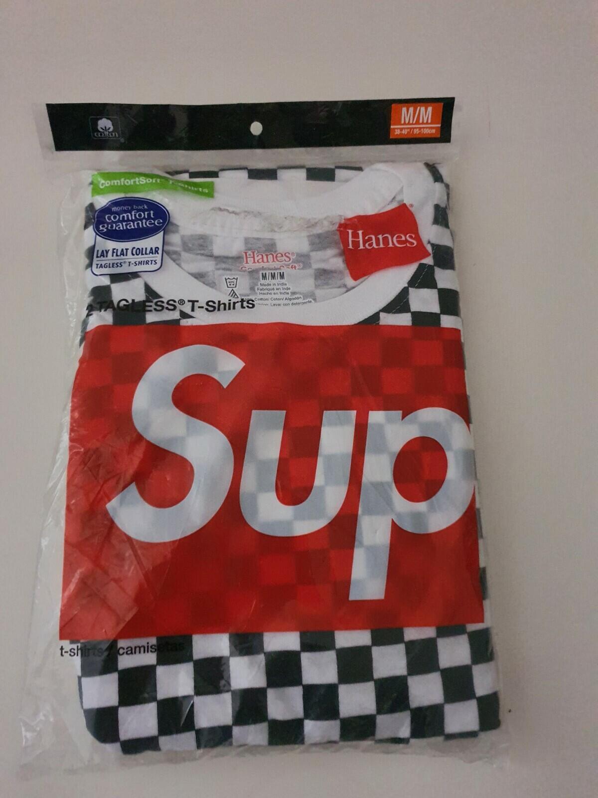 SS18 Supreme Hanes Checker Tagless Tees (2 pack) size M medium New Underwear