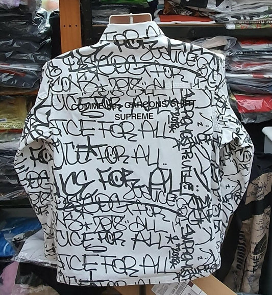 FW18 Supreme x Comme Des Garcons Shirt Printed Canvas Coat