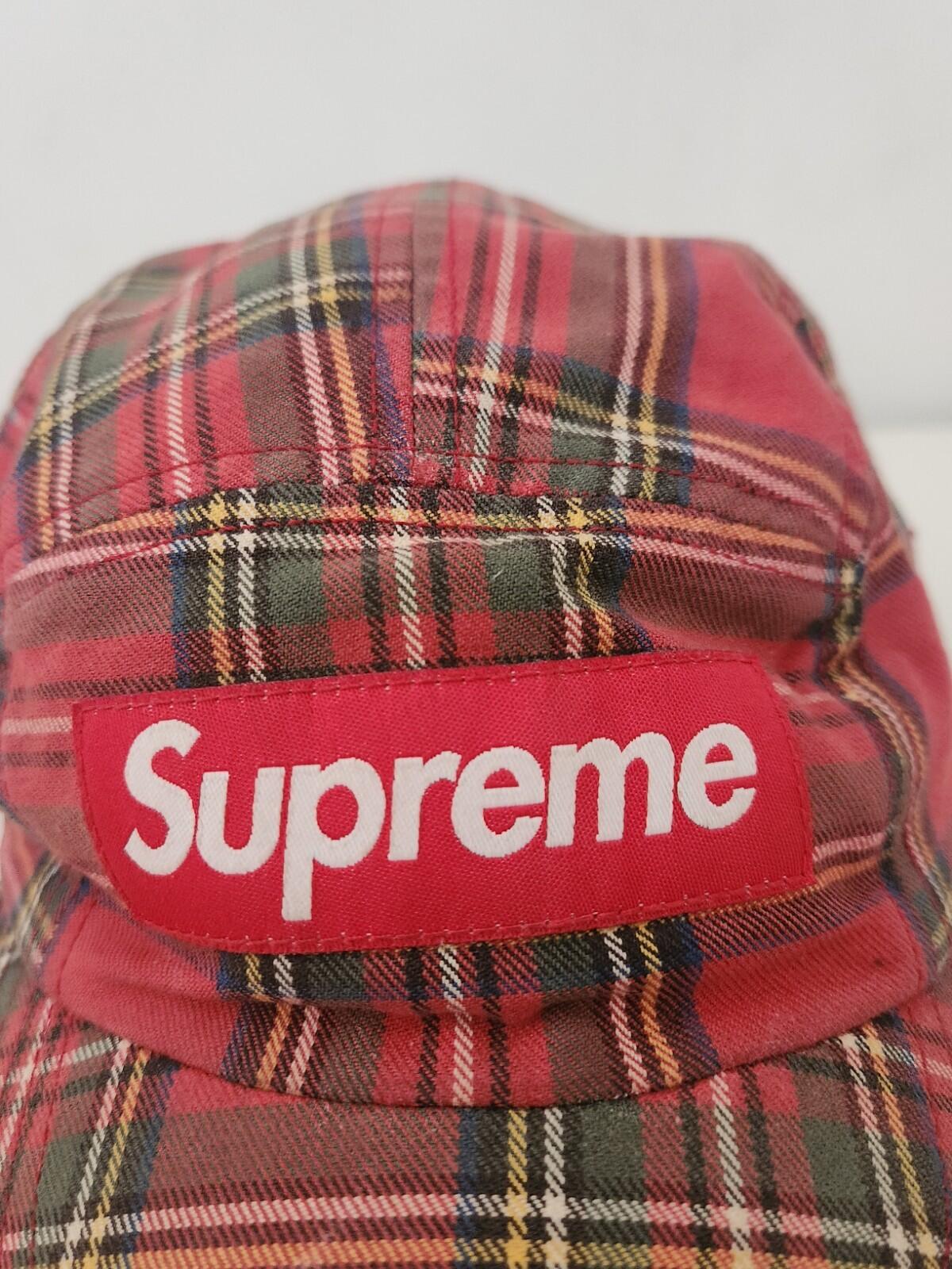 FW20 Supreme Washed Chino Twill Camp Cap Tartan