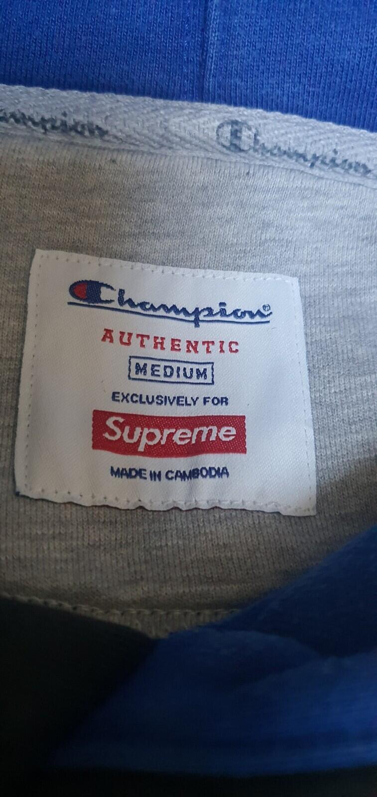 SS17 Supreme x Champion Satin logo Black hooded sweatshirt size M Medium hoodie