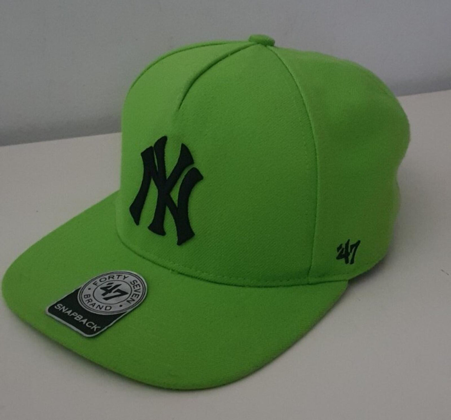 SS15 Supreme x Yankees x 47 brand lime green 5-panel cap Rare Baseball Hat