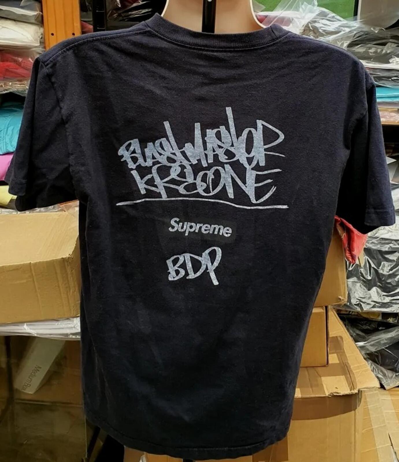 FW14 Supreme x KRS-One All Means tee navy T-shirt size L large box logo Rare