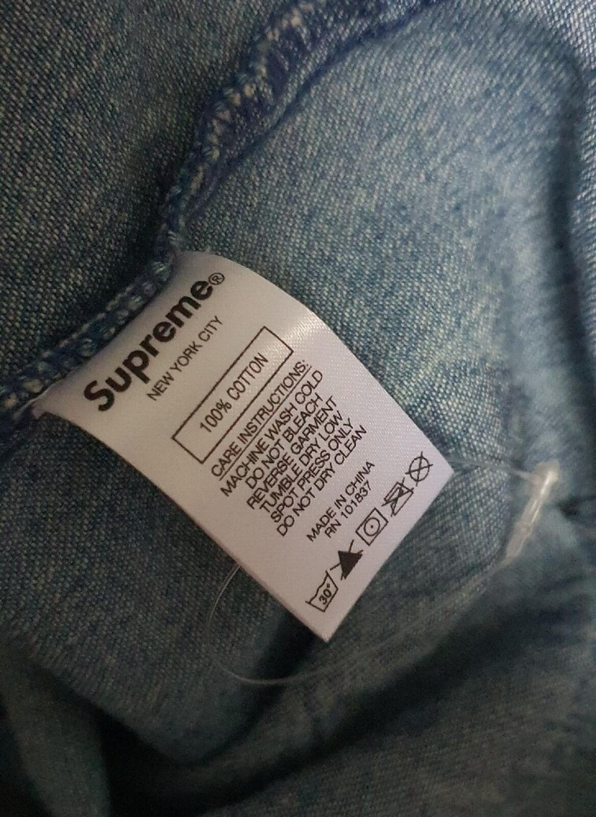 SS21 Supreme Patches Denim Baseball Jersey size S small