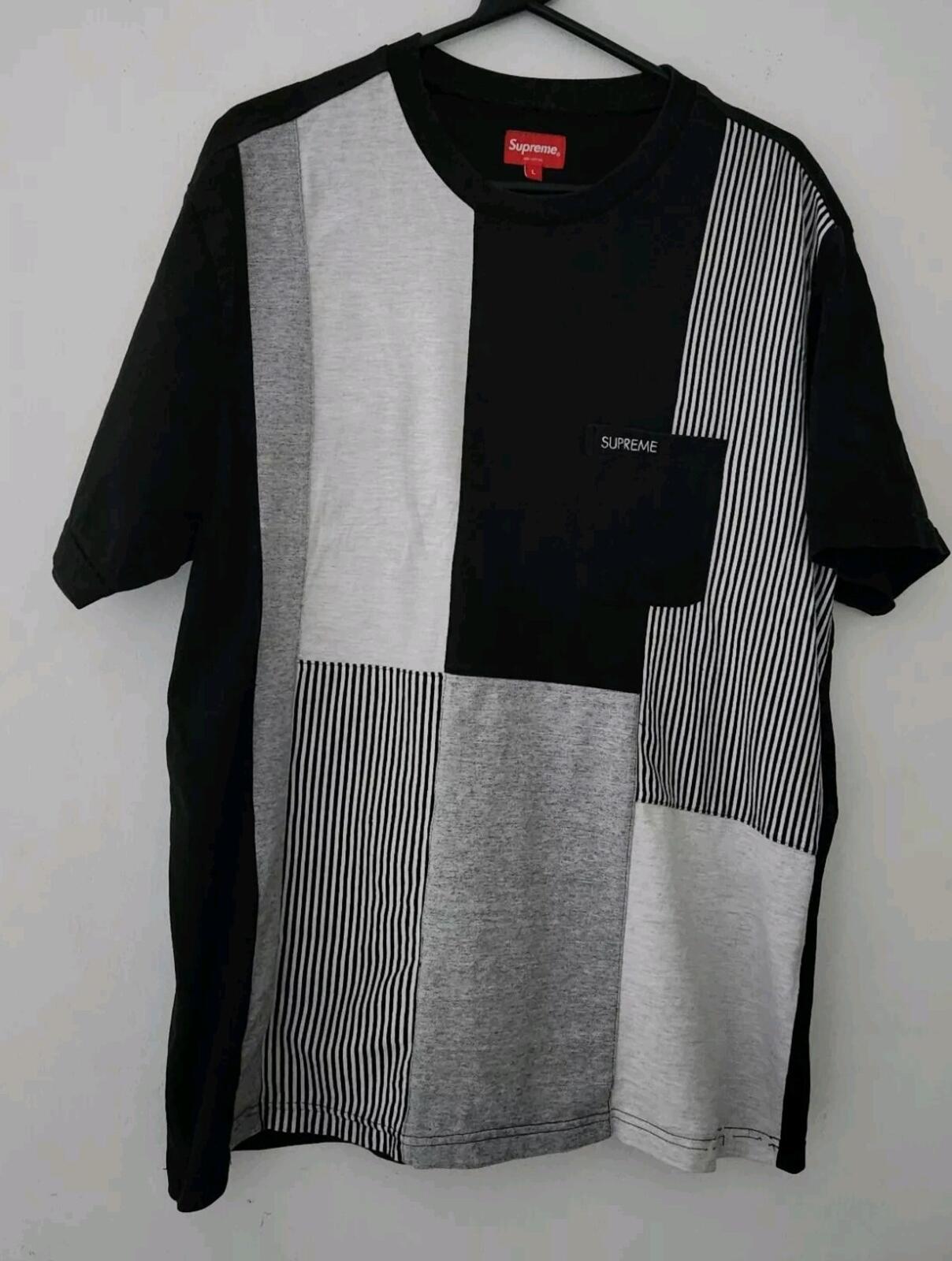 SS20 Supreme Patchwork Pocket Tee Kurzarm-Top Größe L Large T-Shirt Schwarz
