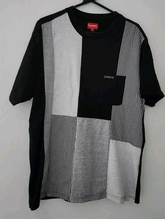 SS20 Supreme Patchwork Pocket Tee Kurzarm-Top Größe L Large T-Shirt Schwarz
