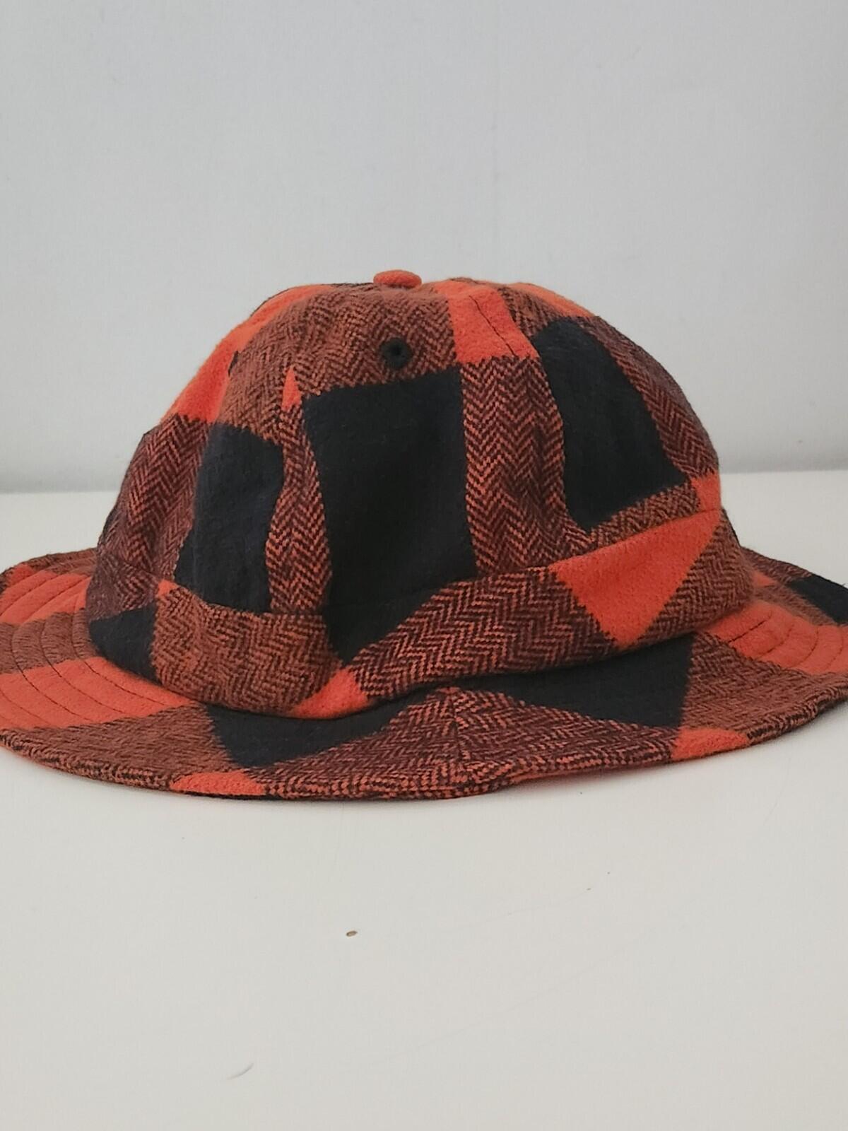 FW14 Supreme Buffalo Check Bell Hat Medium / Large Crusher Orange M / L Vintage