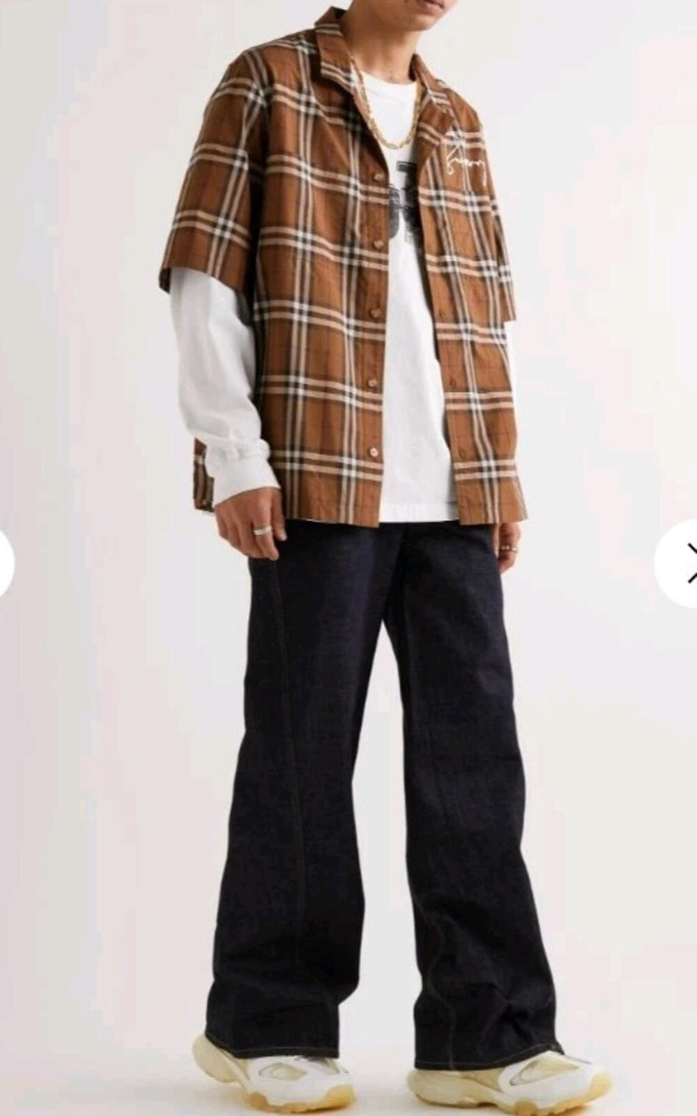 BURBERRY London Camp Collar Logo Embroidered Checked Cotton Shirt RRP £525 Brown