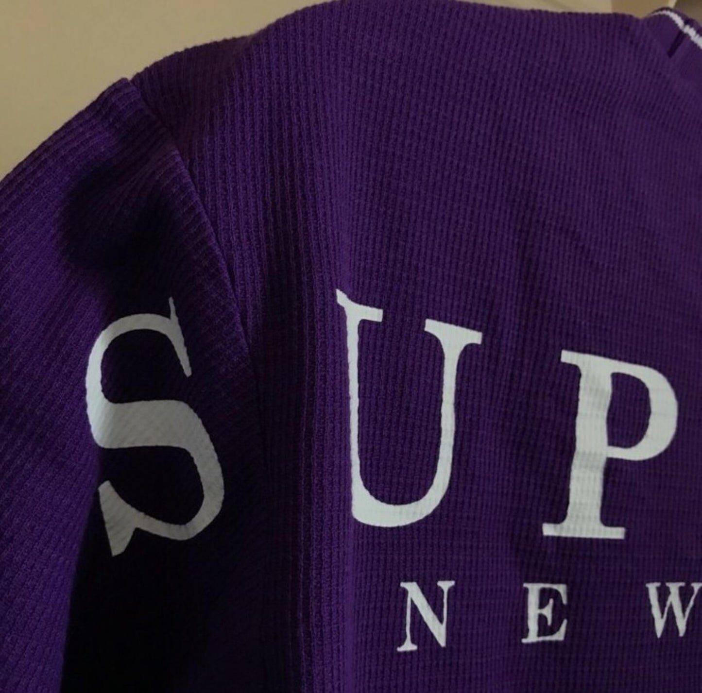 SS19 Supreme Stripe Rib Waffle Top Purple Tee Size M