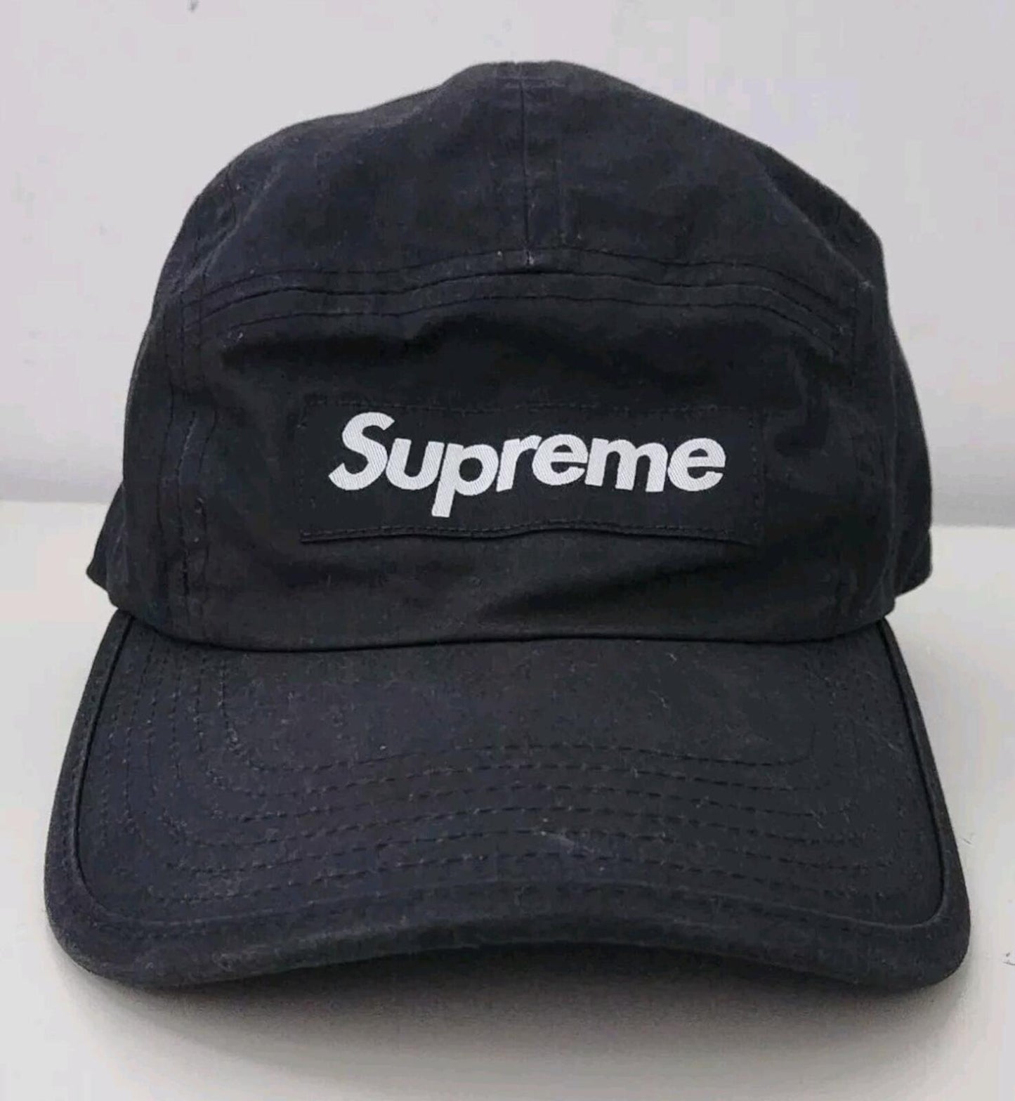 FW21 Supreme Shockcord Camp Cap Hat Black Box logo