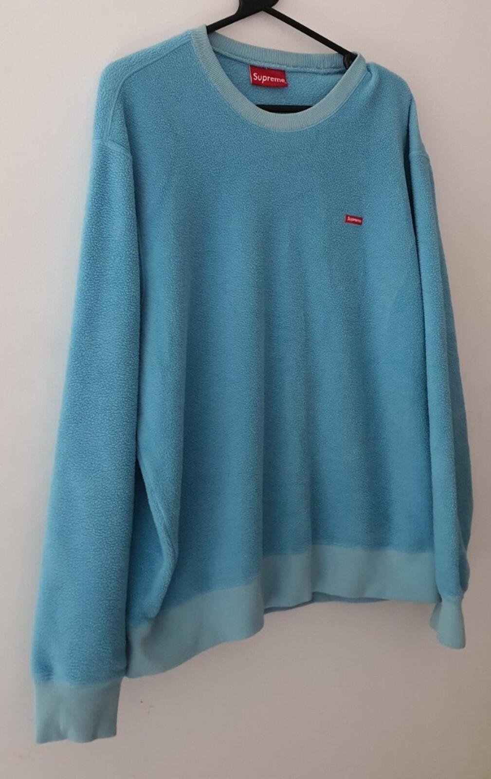 FW18 Supreme Polartec Fleece Crewneck Small Logo size L large teal sweatshirt