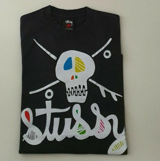 STUSSY Skull schwarzes T-Shirt Größe M T-Shirt Selten
