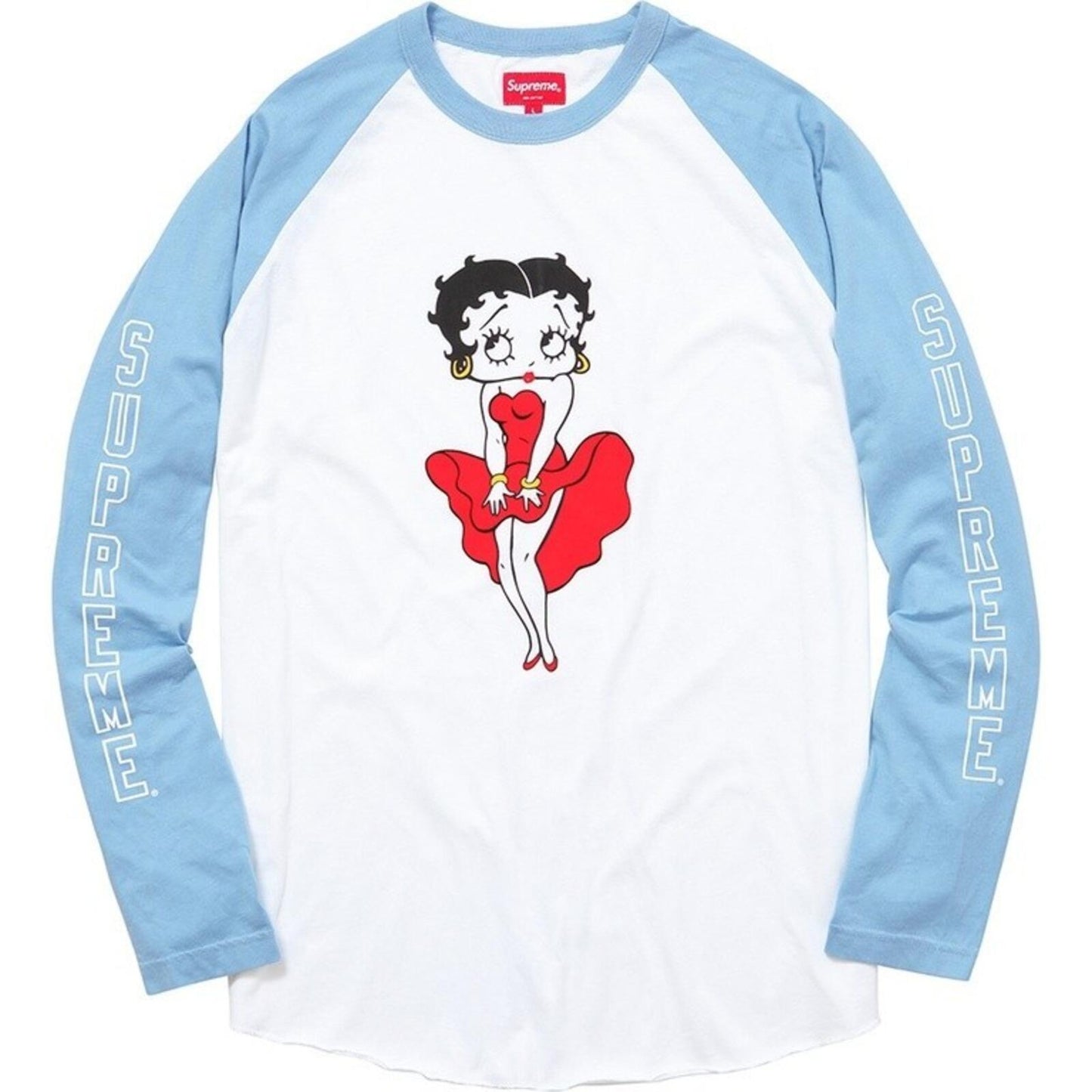 SS16 Supreme Betty Boop Raglan L/S tee Light Blue Size XL