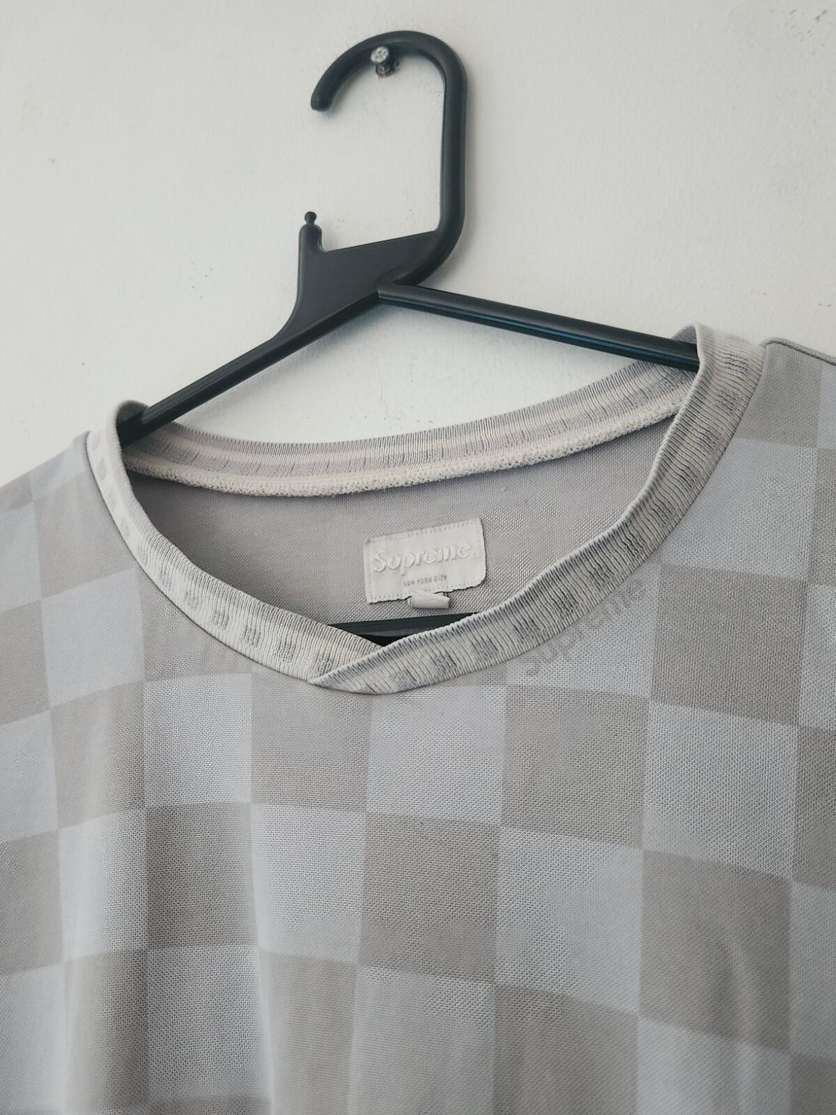 SS16 Supreme Checker Soccer Jersey medium Grey Tee Football T-shirt Bieber