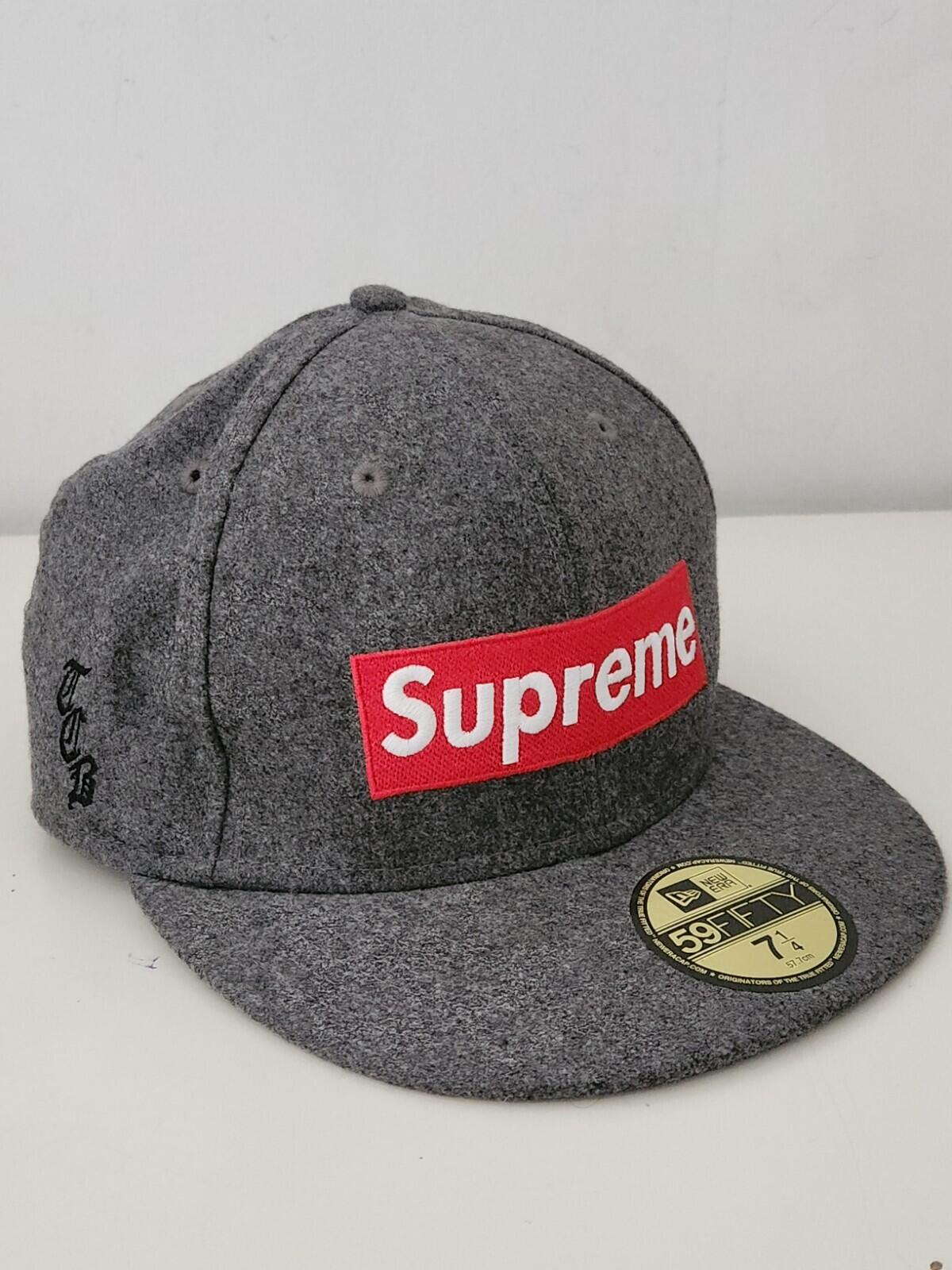 FW11 Supreme Loro Piana Box Logo New Era Grey Wool Cashmere hat 7 1/4 Vintage