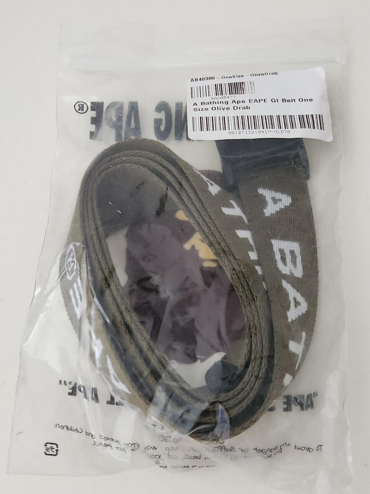SS22 A BATHING APE Cinturón GI tejido oliva hebilla metálica BAPE Nuevo