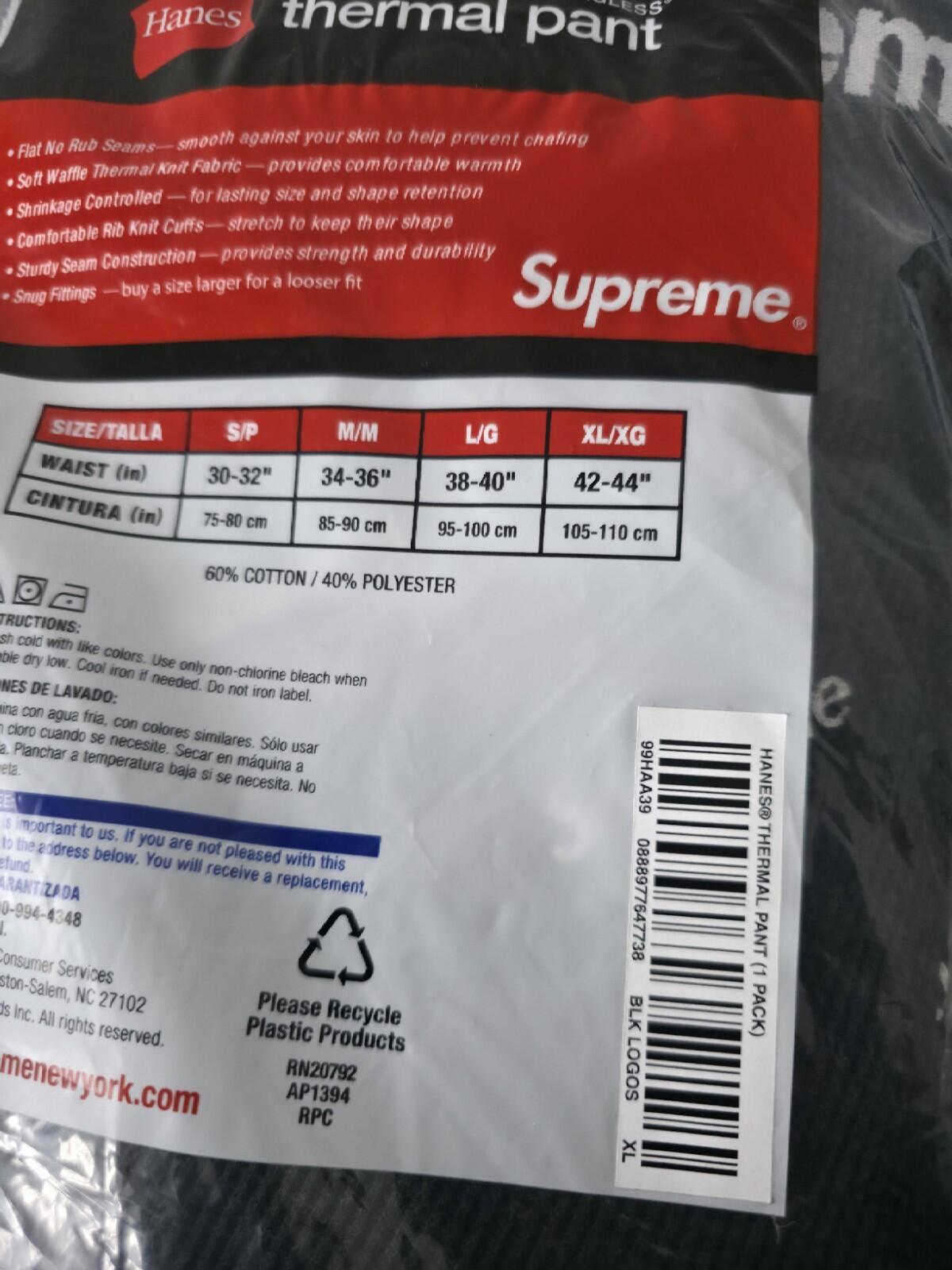 HW20 Supreme Hanes Thermalhose (1er-Pack) Schwarze Logos Größe XL