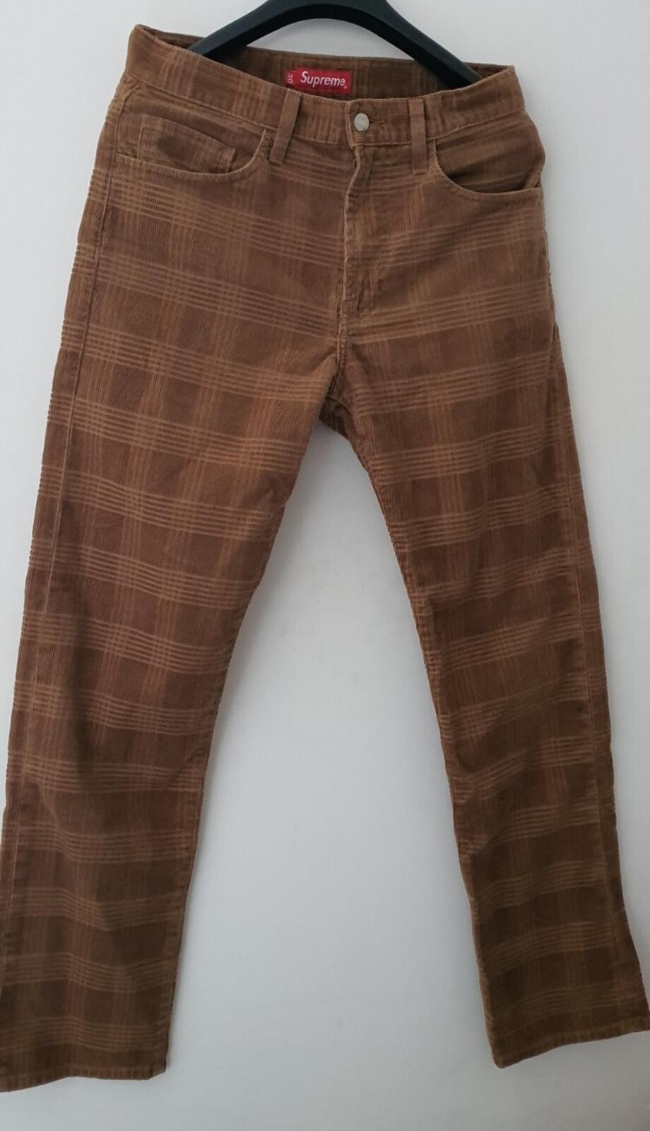 FW14 Supreme Plaid Cord 5 pocket pant size 30 trousers pants W30 L30 brown